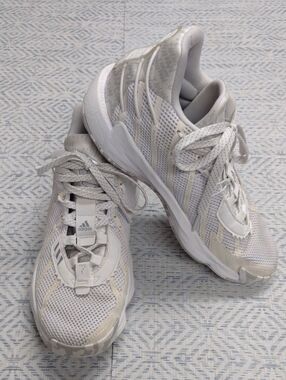adidas White and Light Gray Men's Athletic Mesh Sneakers